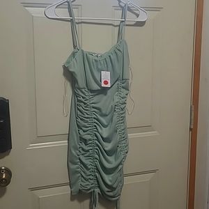 Mint green, ruched short dress